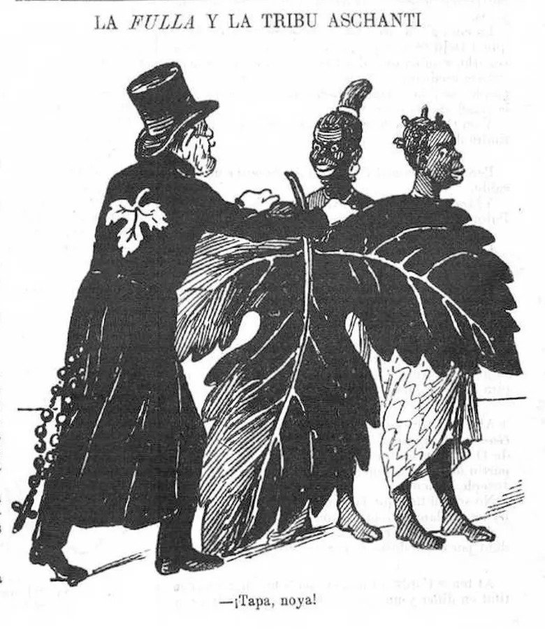 La fulla i la tribu aschanti / L’Esquella de la Torratxa, 1897